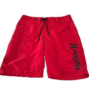 Hurley One & Only Board Shorts‎ Mens 32 Red Surf Swim Trunks Logo Skater Beach